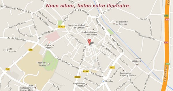 Google Maps: A la Vieille Clairette Pézenas - Vins du Languedoc Roussillon